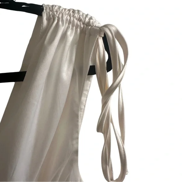 Shein MOD Silk/Satin White V Neck Ruched Mini Dress - Picture 3 of 4